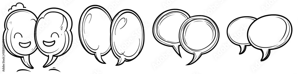 Poster message bubbles indicating conversation or messaging. editable stroke width.