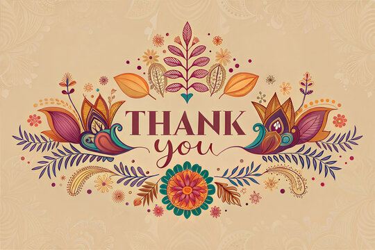 Thank you card tempalte design with abstract background 