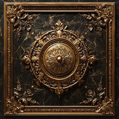 Fototapeta premium Baroque, Barocco Ornate Marble Ceiling Non-Linear Reformation Design with Intricate Accents Depicting Classic Elegance and Architectural Beauty