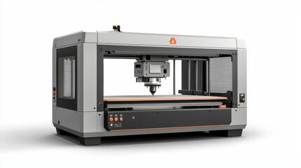 Fototapeta premium Modern CNC milling machine for precision engineering and manufacturing tasks
