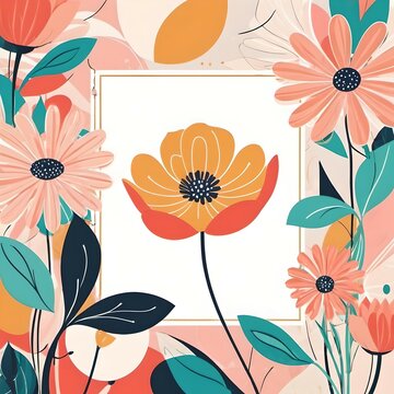 Greeting card mith pink flowers.