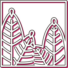 カラーシャドウ正方形ミニ花札　睦月　松　1月　松のカス