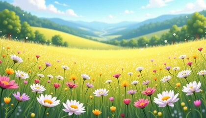 Fototapeta premium Blooming fields of joy and tranquility