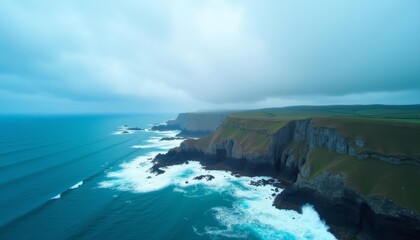 Obraz premium Epic coastal view with dramatic waves and rugged cliffs
