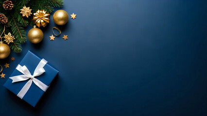 christmas gift box with christmas balls