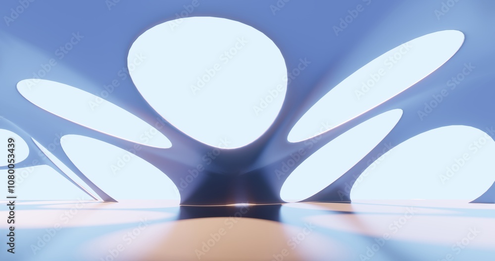 Poster futuristic architecture background bionic pattern in design 3d render
