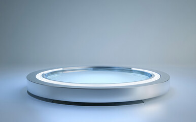 Futuristic technology podium. Sci Fi Futuristic Podium. Futuristic Stage neon. 3D rendering
