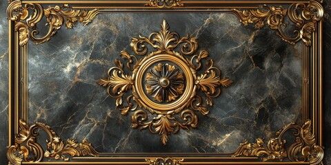 Baroque, Barocco Ornate Marble Ceiling Non-Linear Reformation Design with Intricate Accents Depicting Classic Elegance and Architectural Beauty