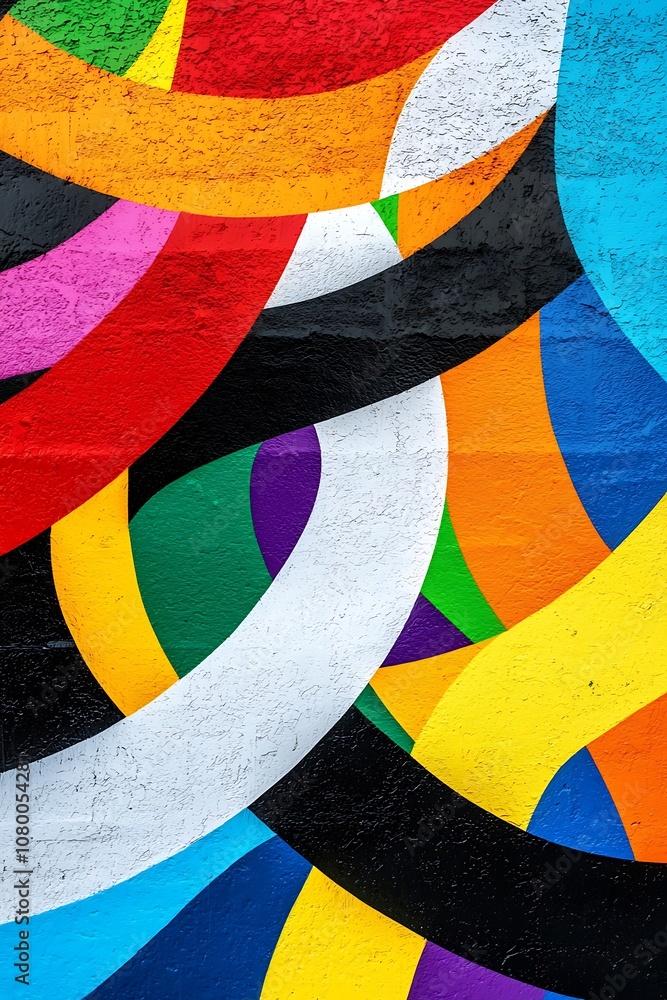 Poster colorful abstract art with dynamic curves and lines