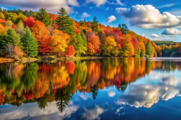 Lake Shaftsbury State Park offers a serene landscape where vibrant autumn foliage beautifully reflects on the tranquil waters, creating a stunning visual masterpiece in nature.