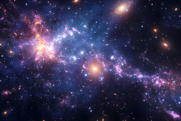 Obraz premium A cosmic scene featuring a galaxy cluster with dozens