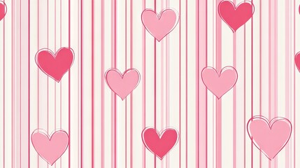 Modern minimalist pink heart line pattern background printable vector design ideal for valentine's day cards, invitations, wallpapers, and romantic projects