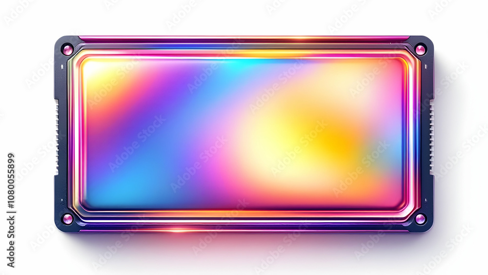 Poster iridescent gradient frame with metallic border