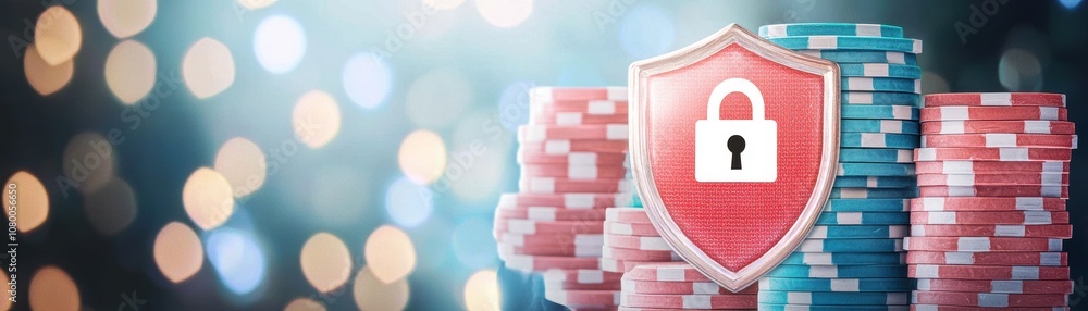 Poster a composite image featuring poker chips and a secure lock symbol, highlighting the importance of sec