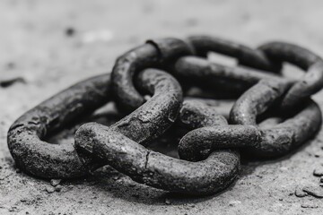 Close-up of Rusty Metal Chain on Ground