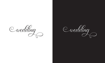 Wedding text, hand written custom calligraphy isolated on white and black background. Vector illustration. EPS 10