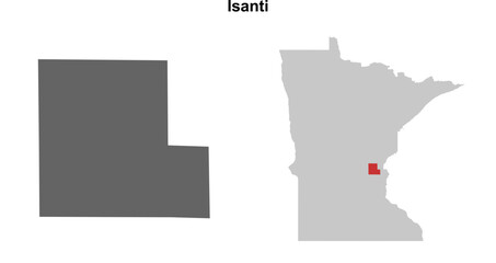 Isanti County (Minnesota) blank outline map set