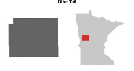 Otter Tail County (Minnesota) blank outline map set