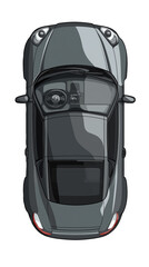 Fototapeta premium Top View of black Luxury Car in Vector Style, Perfect for Illustrations and Design Projects isolated on transparent background