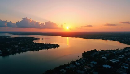  Golden sunset over tranquil waters