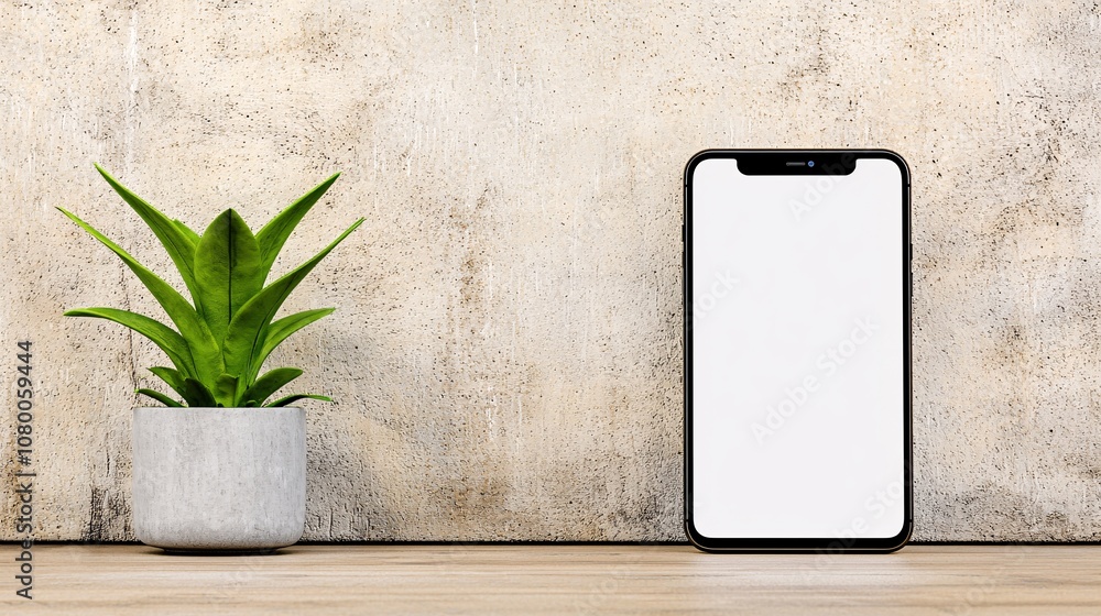 Poster high-resolution smartphone mockup showcasing an interactive app design, set on a textured dark surfa