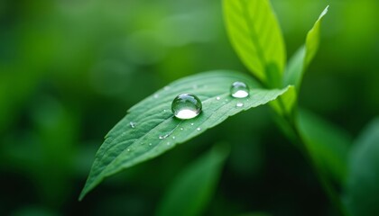  Natures gentle rain captured on a leafs surface