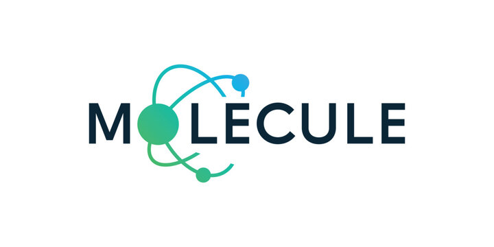 Colorful molecular logo with font, typogrpahy, vector, illustration