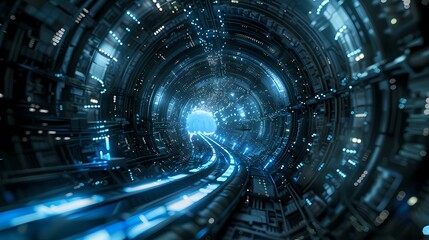 Obraz premium Digital technology Future abstract tunnel poster background