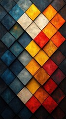 Fototapeta premium Abstract geometric pattern with colorful textured tiles.