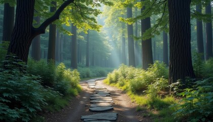 Obraz premium A serene forest path inviting exploration