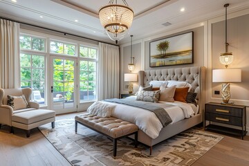 modern Luxury Modern traditional-style bedroom with a mix of classic and modern elements
