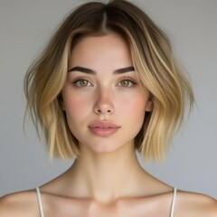 Naklejka premium a close up of a woman with a short blond hair