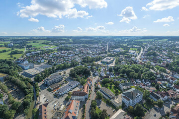 Blick auf Pfaffenhofen an der Ilm im Hopfenland Hallertau in Bayern