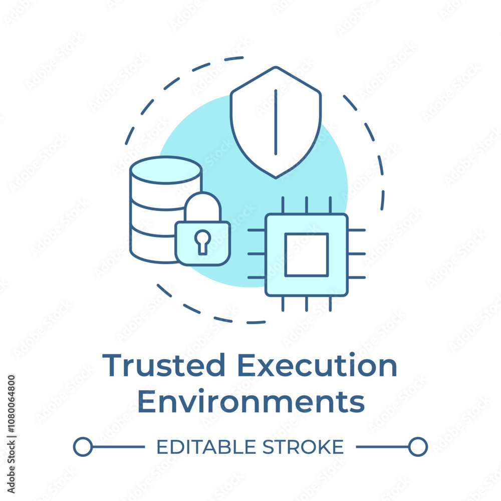 Poster trusted execution environments soft blue concept icon. privacy enhancing technologies. secure data p