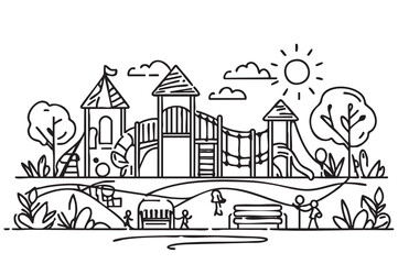 Children's playground , line sketch