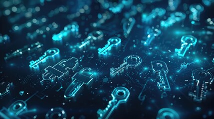 Futuristic Digital Keys Representing Cybersecurity Concepts