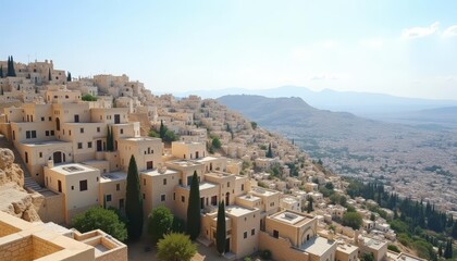 Obraz premium Aerial view of a historic hillside village