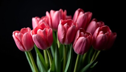 Fototapeta premium Vibrant bouquet of red tulips in bloom