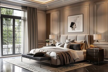 modern Luxury Transitional-style bedroom with a mix of traditional and modern elements