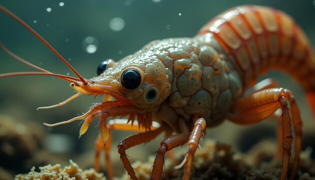  Aquatic life in focus  A closeup of a vibrant crustacean