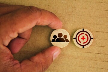 customers and targets. the concept of target customers. representing customer relationship...
