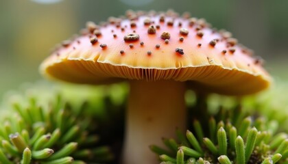  Natures vibrant palette  A closeup of a striking mushroom
