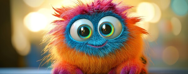Obraz premium Adorable furry monster with colorful features.