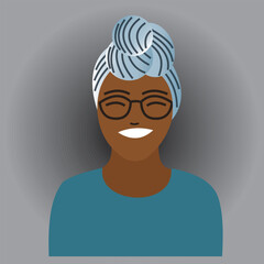 Vector illustration design of a brown woman with a circular headband pattern.