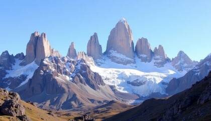  Majestic mountain peaks under a clear sky