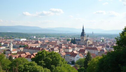 Fototapeta premium Vibrant cityscape under a clear sky