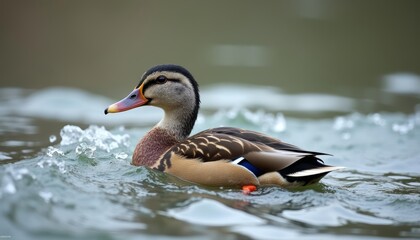 Obraz premium Peaceful moment A duck in tranquil waters