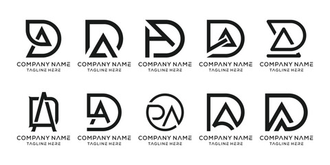 initial letter DA Set of creative logo design, bundle set template vector icon