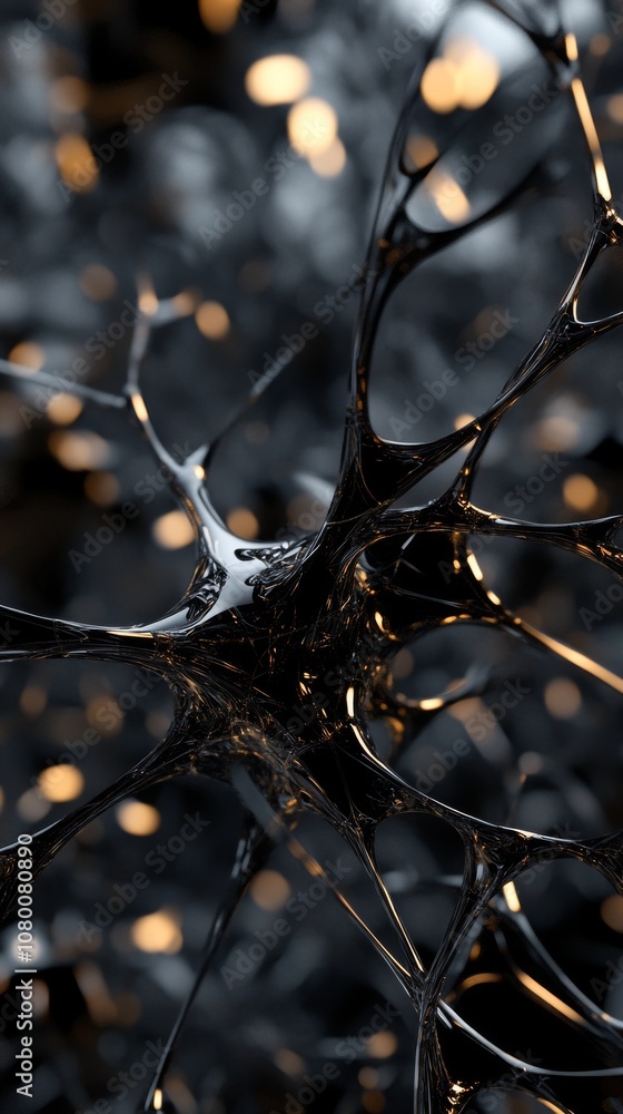 Poster dark tones background with neural network elements in 3d effect