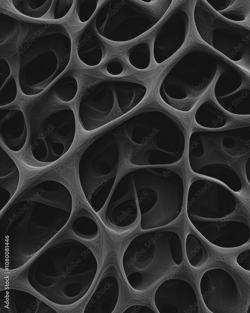 Poster dark tones background with neural network elements in 3d effect